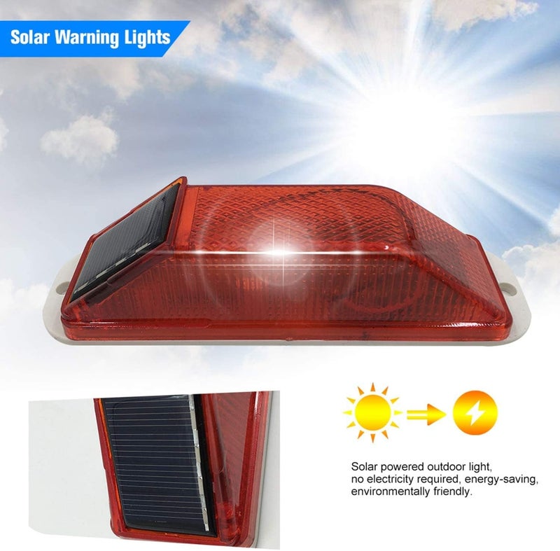 risoon Solar Strobe Warning Light: Sensitive LED Warning Lamp High Bright Waterproof IP65 Flashing Beacon Barricade Construction Safety Traffic Light for Driveways Dock (Red, 12PCS) - Image 2