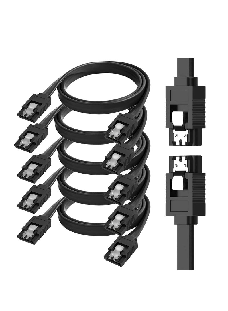 6Gbps SATA III Data Cable with Locking Latch for HDD/SSD, 50cm, Black, 5-Pack - Reliable Performance  Secure Connection - Image 1