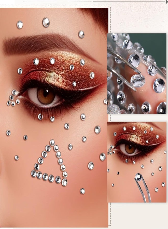 TecoKart® 6 Sheet Hair Stickers for Hair Decoration Face Gems Rhinestones Pearl Stickers Kit for Makeup with Tweezer Self-Adhesive Rhinestone Hair Accessories for Crafts, Nail Art, Clothes Making - Image 5