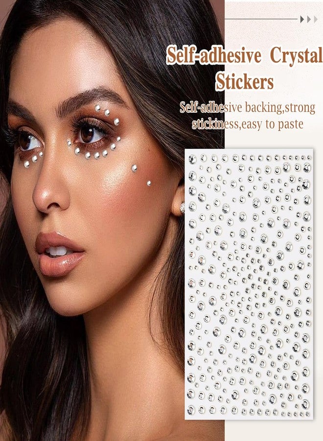 TecoKart® 6 Sheet Hair Stickers for Hair Decoration Face Gems Rhinestones Pearl Stickers Kit for Makeup with Tweezer Self-Adhesive Rhinestone Hair Accessories for Crafts, Nail Art, Clothes Making - Image 3