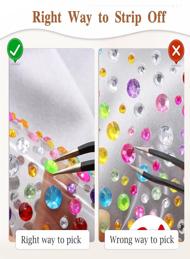 TecoKart® 6 Sheet Hair Stickers for Hair Decoration Face Gems Rhinestones Pearl Stickers Kit for Makeup with Tweezer Self-Adhesive Rhinestone Hair Accessories for Crafts, Nail Art, Clothes Making - Image 4