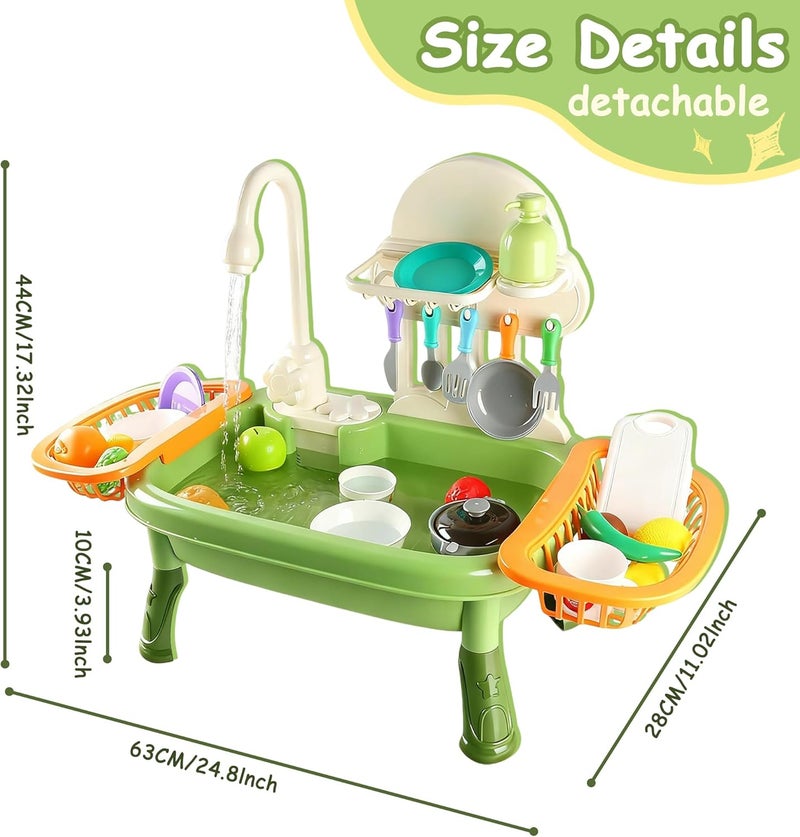 Kids Kitchen Sink Toy with Running Water - 34Pcs Pretend Kitchen Set for Toddlers - Image 3