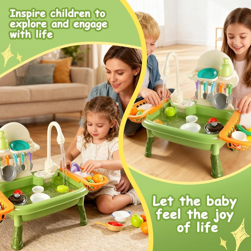 Kids Kitchen Sink Toy with Running Water - 34Pcs Pretend Kitchen Set for Toddlers - Image 5