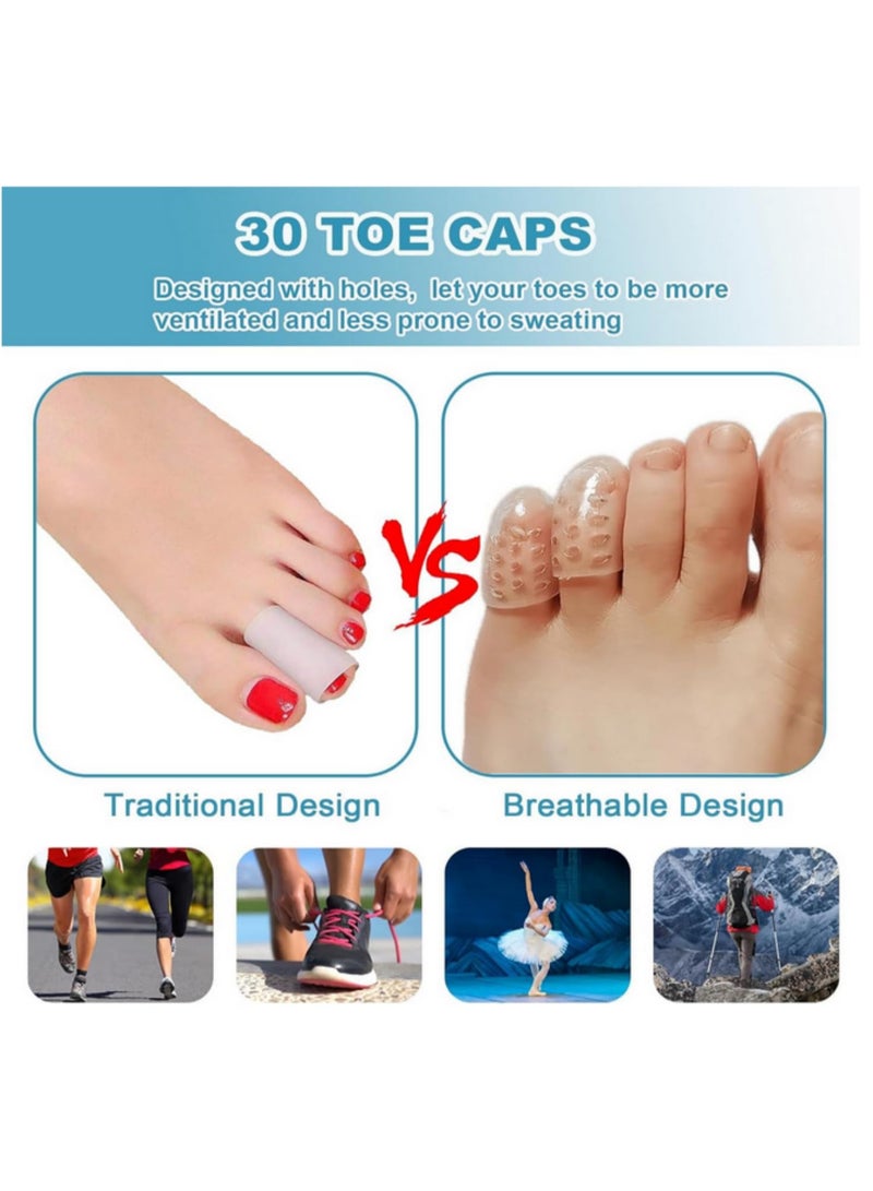 Elastic Silicone Toe Covers for Women and Men Breathable Anti Friction Toe Protectors Prevent Blisters Comfortable Toe Caps for Foot Care 30PCS - Image 4