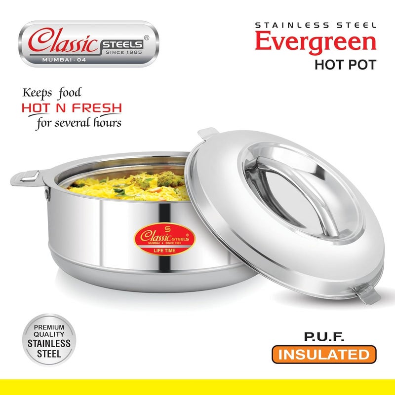 Classic Steels طاجن ستيل كلاسيك إيفرجرين المعزول من الفولاذ المقاوم للصدأ 1500 مل غطاء مقاوم للحرارة عزل بولي يوريثان فائق البناء المتين مثالي للأطعمة الساخنة والباردة - Image 3