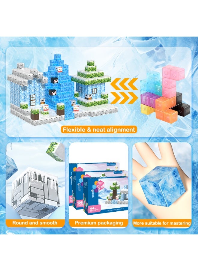 General Magnetic cube ice and snow theme puzzle magnetic building block assembly model children's magnetic toy  - Image 3
