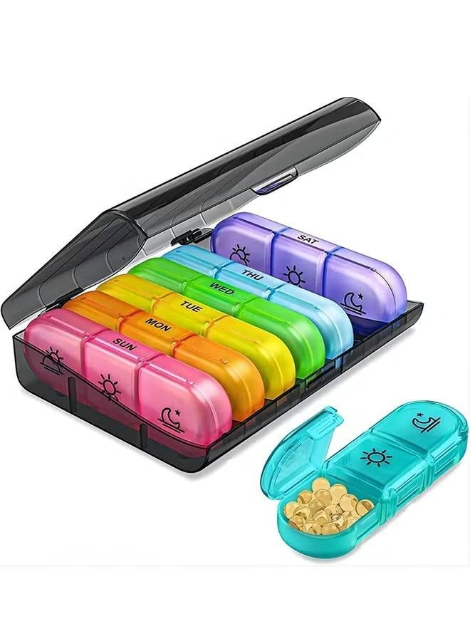 Weekly Pill Organizer 3times a Day Morning noon Night Large Pill Cases with Separate Container for Medication/Vitamins/Fish Oils/Supplements - Image 1