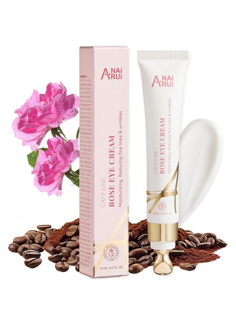 ANAI RUI - ANAI RUI Rose Caffeine Eye Cream for Dark Circles Holiday Gifts for Women AntiAging Eye Cream with Retinol Collagen Hydrating Firming Reduce Wrinkles and Fine Lines Daily 05 FL OZ - Image 1