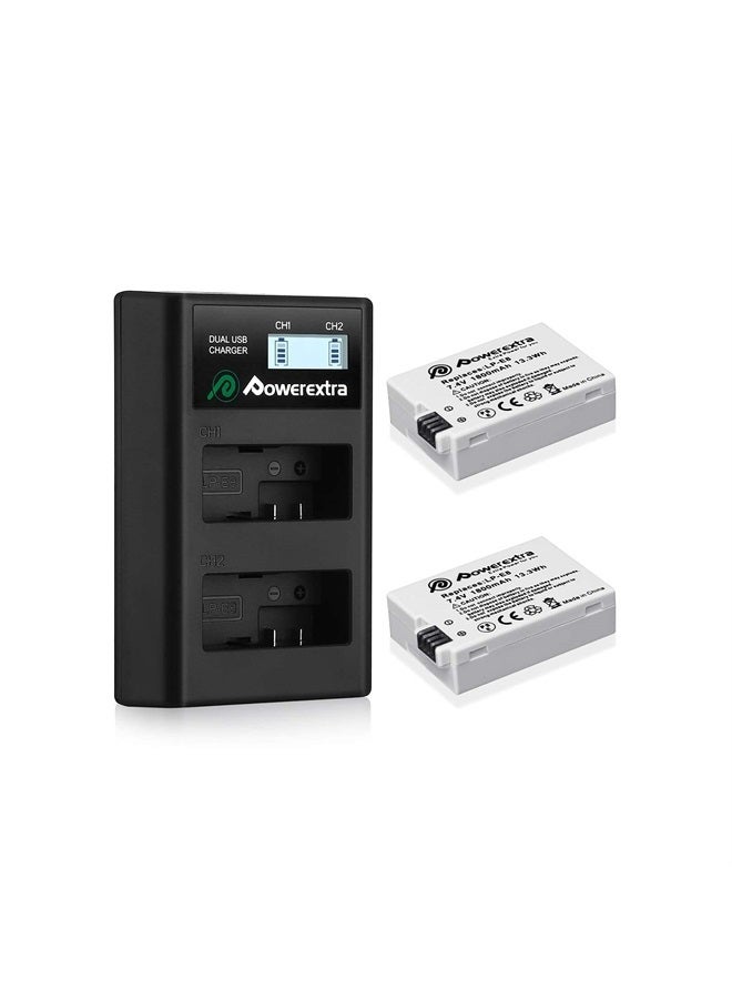 Powerextra LP-E8 2 Pack Compatible with Canon LP E8 Battery and Smart LCD Display Dual USB Charger for Rebel T3i T2i T4i T5i 600D 550D 650D 700D Kiss X5 X4 Kiss X6 Digital Camera - Image 1