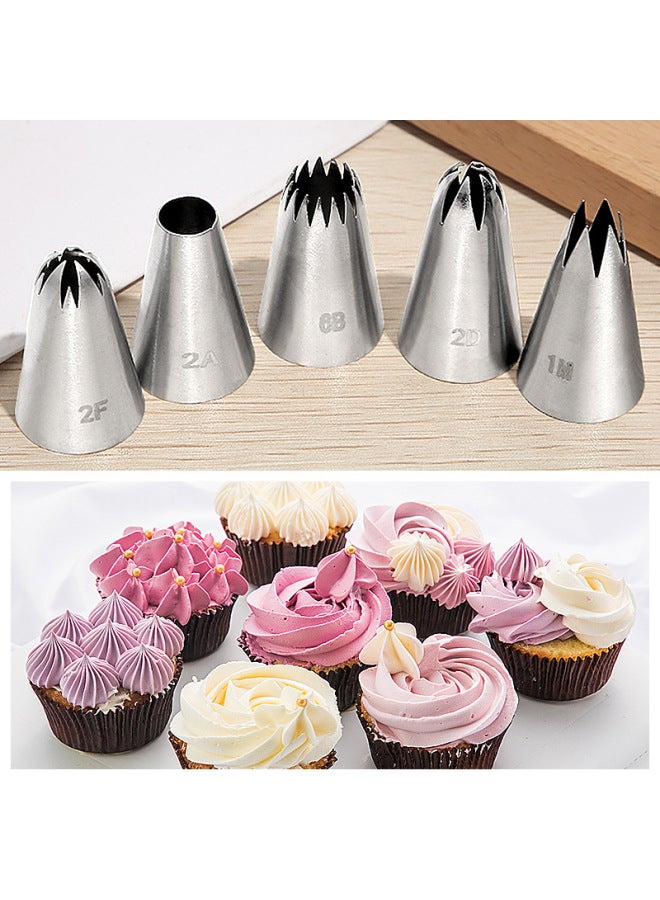 1M 6 Tooth Cake Decorative Cookie Rose Cream Baking DIY Tool 304 Stainless Steel Decorative Mouth Medium Collection-Specifications:222 - Image 4