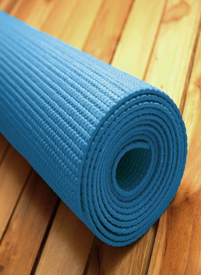 آيريس بساط يوغا RIS Fitness شديد التحمل مصنوع من مادة PVC - بساط تمارين متين مانع للانزلاق لليوغا والبيلاتس وتمارين الأرضية، وزن 900 غرام، 183 × 61 سم، سمك 4 مم (أزرق محيطي) - Image 3