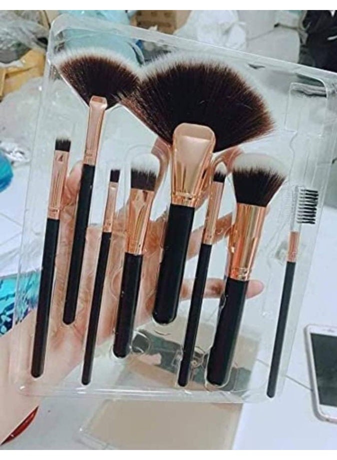 Nine 8-Piece Makeup Brush Set – Professional Cosmetic Brushes for Foundation, Blending, Contouring, Concealer & Eyeshadow – Ultra-Soft Cruelty-Free Synthetic Bristles - Image 4