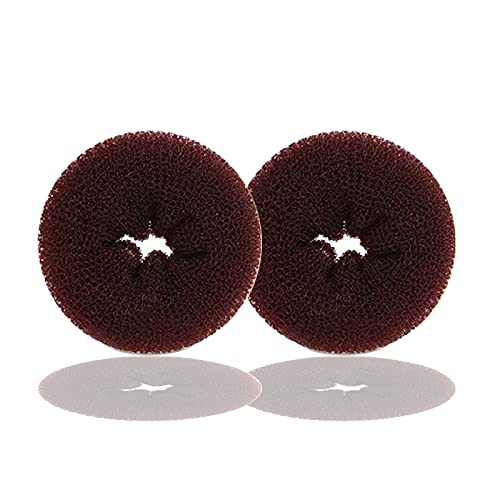 Kitjans Hair Donut Bun Maker, 2PCS Large 3.5 Inch Ring Style Bun for Thick, Long Hair (Brown) - Image 1