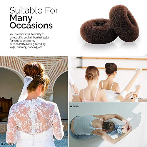 Kitjans Hair Donut Bun Maker, 2PCS Large 3.5 Inch Ring Style Bun for Thick, Long Hair (Brown) - Image 4