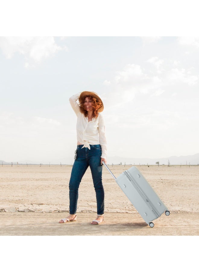 SENATOR Unisex Expandable Hard Case Luggage Lightweight PP Fashion Trolley Luggage with 4 Double Spinner Wheel and Safe Zippers KH1006-Silver - Image 2