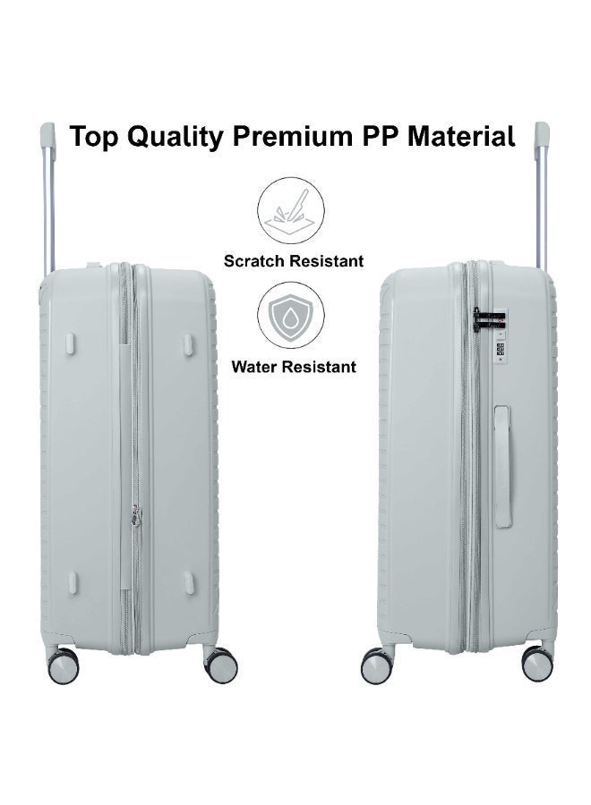 SENATOR Unisex Expandable Hard Case Luggage Lightweight PP Fashion Trolley Luggage with 4 Double Spinner Wheel and Safe Zippers KH1006-Silver - Image 3