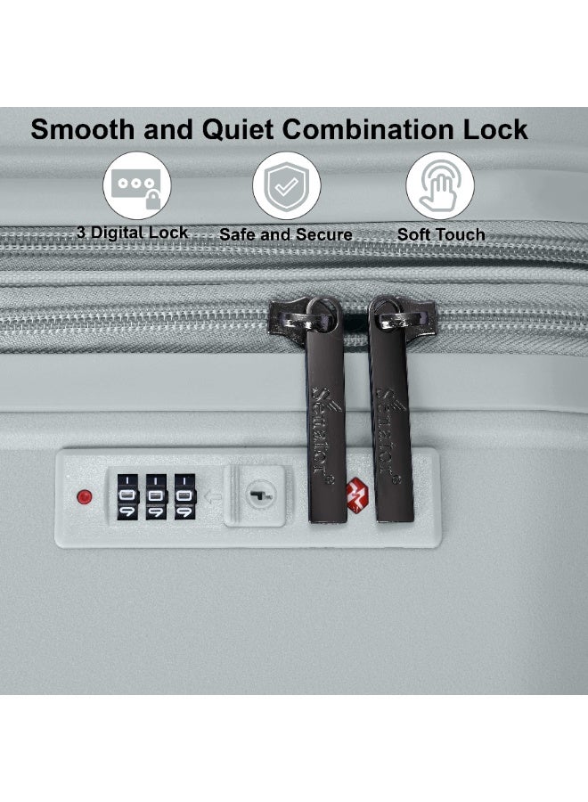 SENATOR Unisex Expandable Hard Case Luggage Lightweight PP Fashion Trolley Luggage with 4 Double Spinner Wheel and Safe Zippers KH1006-Silver - Image 4
