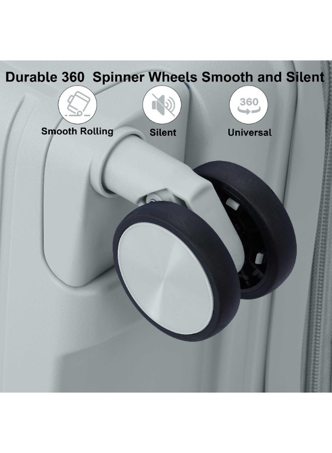 SENATOR Unisex Expandable Hard Case Luggage Lightweight PP Fashion Trolley Luggage with 4 Double Spinner Wheel and Safe Zippers KH1006-Silver - Image 5