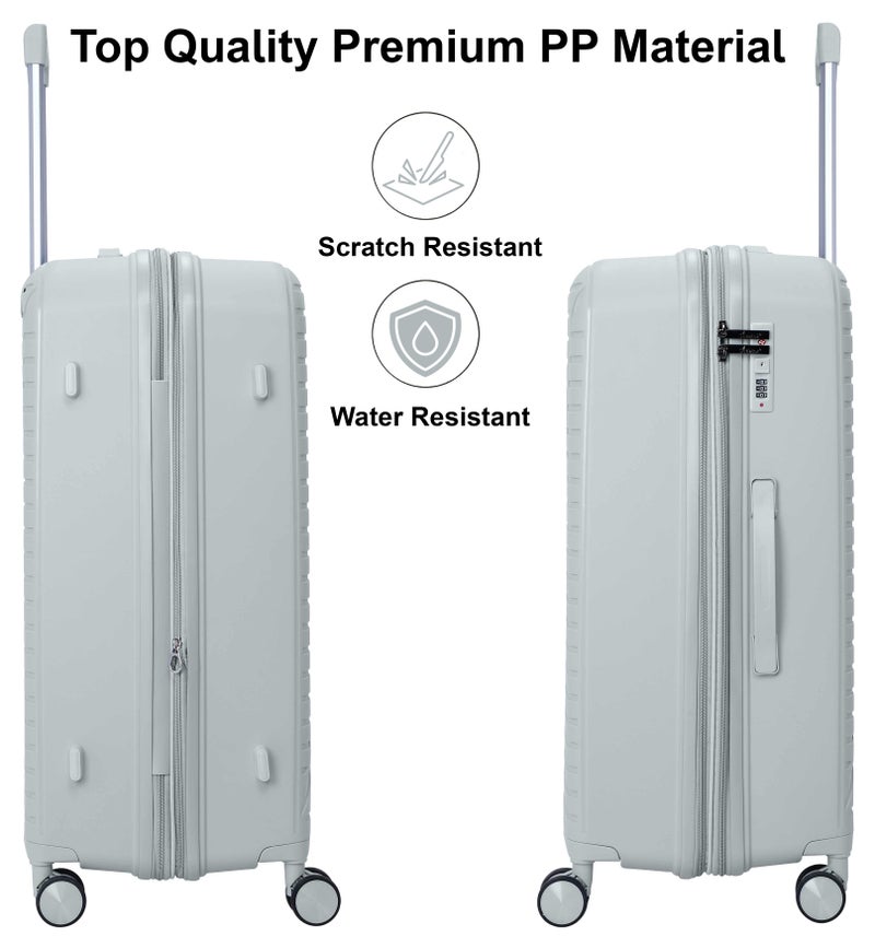 SENATOR Unisex Expandable Hard Case Luggage Lightweight PP Fashion Trolley Luggage with 4 Double Spinner Wheel and Safe Zippers KH1006-Silver - Image 3