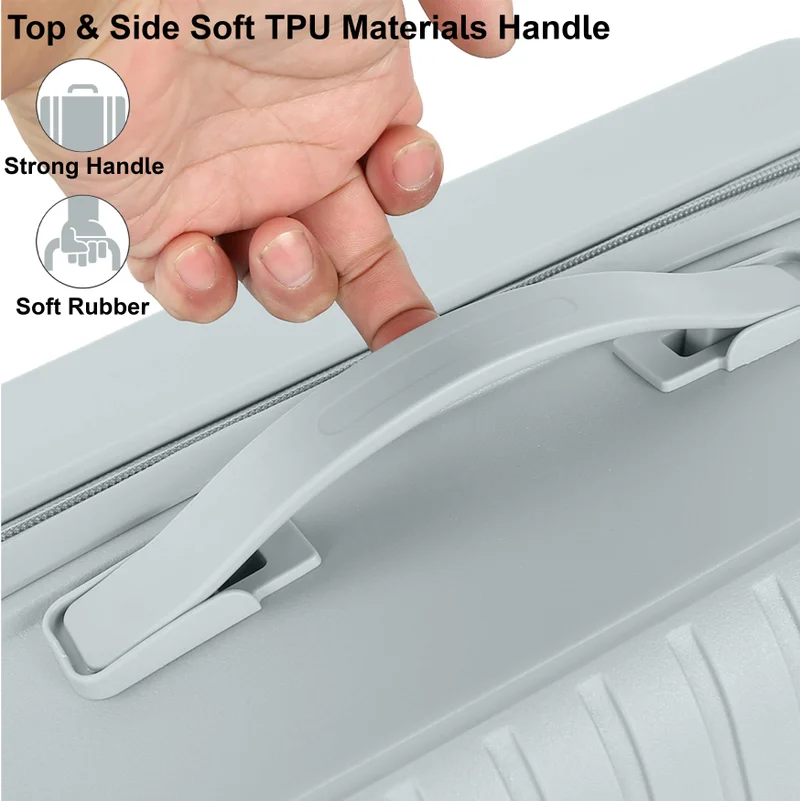 SENATOR 28 Unisex Expandable Hard Case Luggage Lightweight PP Fashion Trolley Luggage with 4 Double Spinner Wheel and Safe Zippers KH1006-Silver  | Best Price UAE