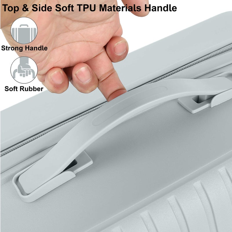 SENATOR Unisex Expandable Hard Case Luggage Lightweight PP Fashion Trolley Luggage with 4 Double Spinner Wheel and Safe Zippers KH1006-Silver - Image 4