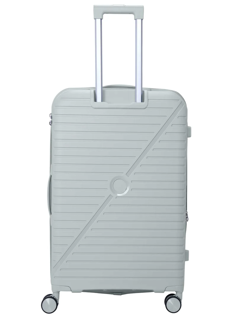 SENATOR 28 Unisex Expandable Hard Case Luggage Lightweight PP Fashion Trolley Luggage with 4 Double Spinner Wheel and Safe Zippers KH1006-Silver  | Best Price UAE
