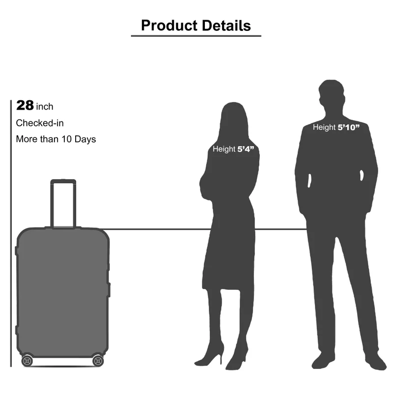 SENATOR 28 Unisex Expandable Hard Case Luggage Lightweight PP Fashion Trolley Luggage with 4 Double Spinner Wheel and Safe Zippers KH1006-Silver  | Best Price UAE