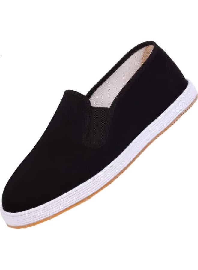 BUSHEYUAN Men'S Casual Old Beijing Cloth Shoes With Traditional Chinese Style Thousand-Layer Sole Black Cloth Shoes 9206 Black 45 - Image 3