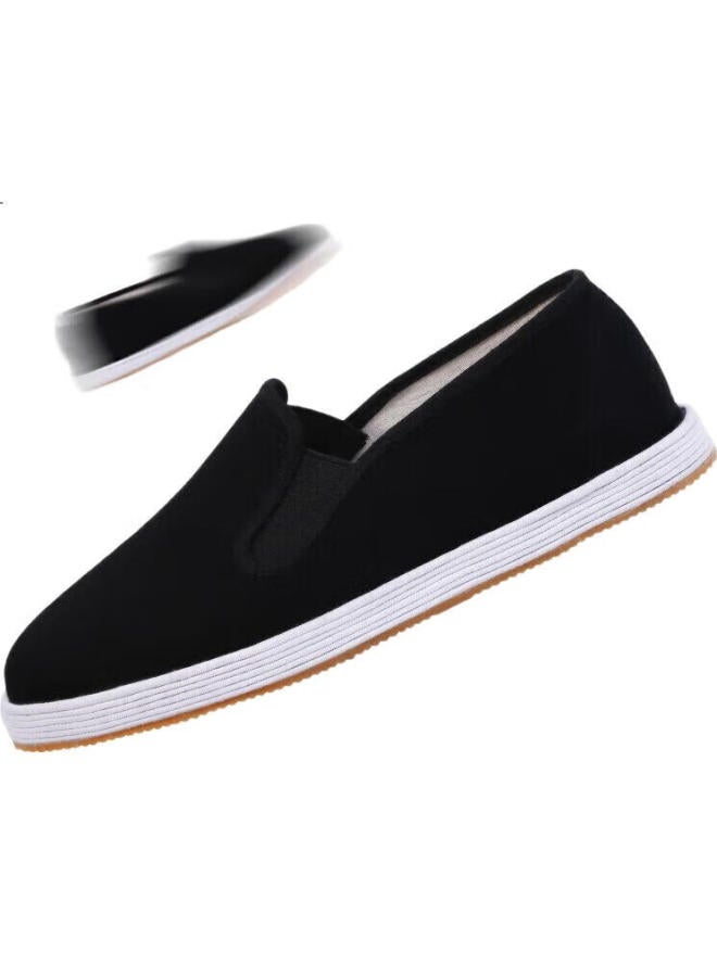 BUSHEYUAN Men'S Casual Old Beijing Cloth Shoes With Traditional Chinese Style Thousand-Layer Sole Black Cloth Shoes 9206 Black 45 - Image 2