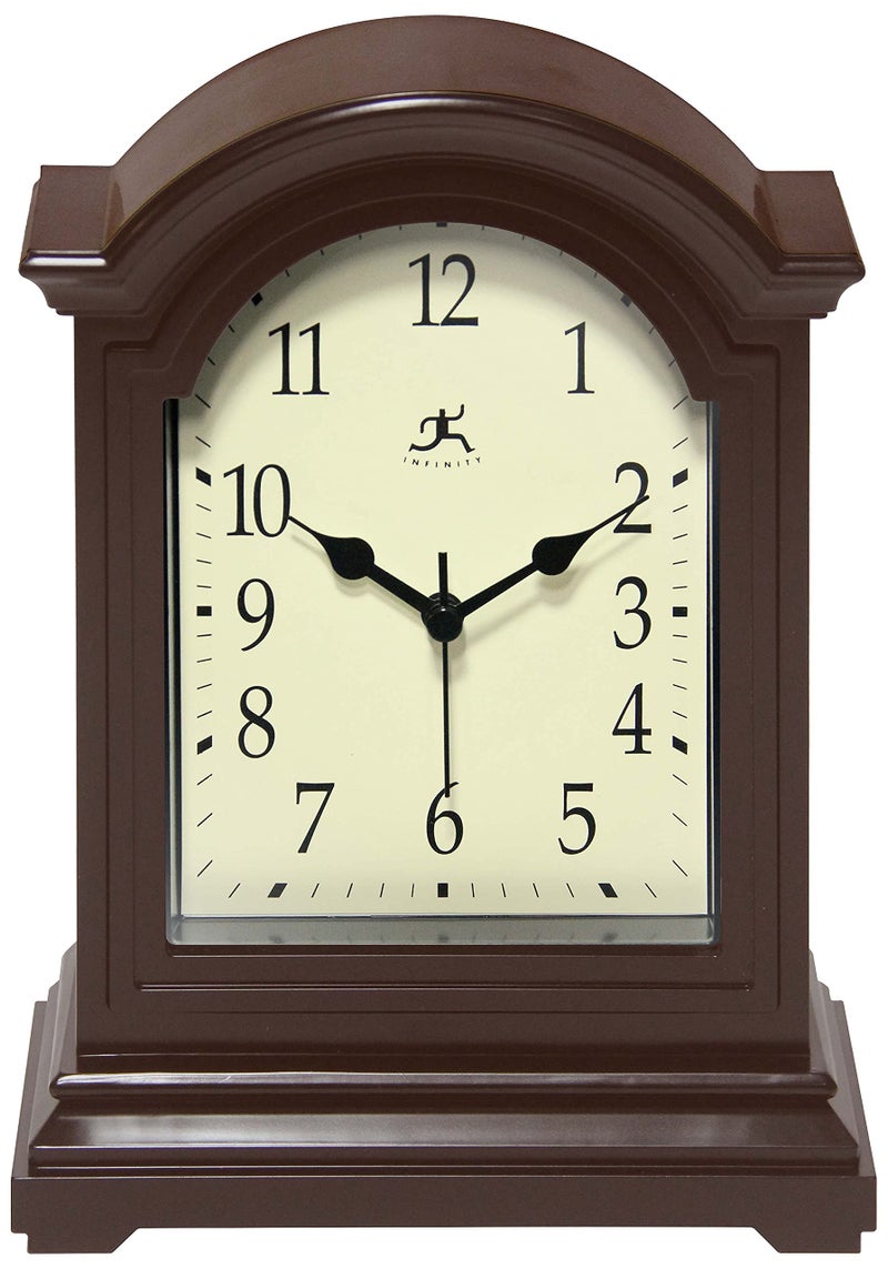 Infinity Instruments Brown Antique Grandfather Tabletop Clock 9 x 6 Mantle Tabletop Clock Mini Desktop Table Mantel Decor Vintage Living Room Decor - Image 1