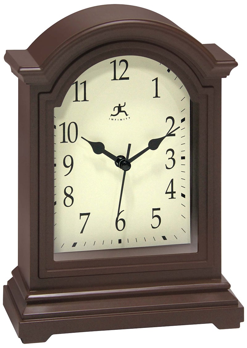 Infinity Instruments Brown Antique Grandfather Tabletop Clock 9 x 6 Mantle Tabletop Clock Mini Desktop Table Mantel Decor Vintage Living Room Decor - Image 3