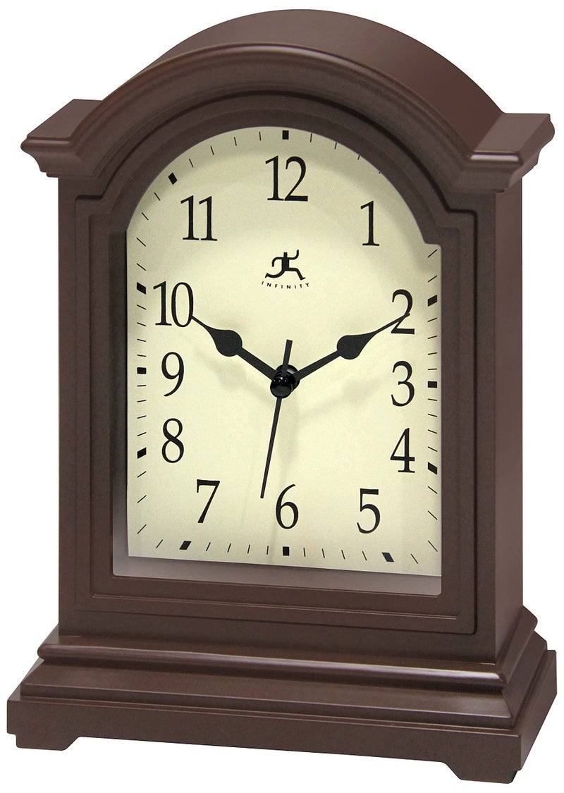 Infinity Instruments Brown Antique Grandfather Tabletop Clock 9 x 6 Mantle Tabletop Clock Mini Desktop Table Mantel Decor Vintage Living Room Decor - Image 2