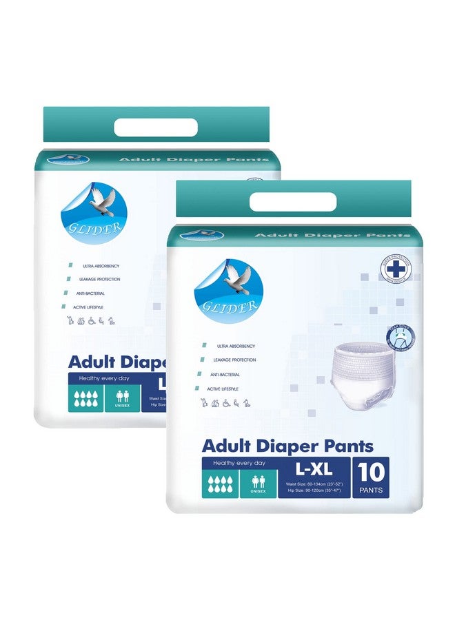 Glider Unisex Adult Diaper Pants | Large-XL Size | Superior Overnight Absorbency | 35-47 Inch (90-120 cm) | (Pack of 2 - 20 Count) - Image 1