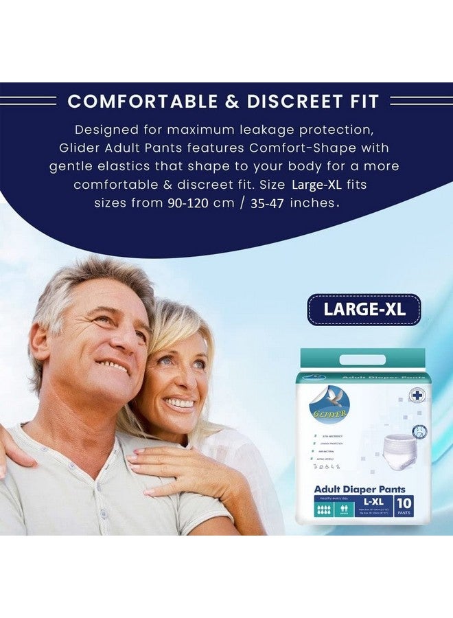 Glider Unisex Adult Diaper Pants | Large-XL Size | Superior Overnight Absorbency | 35-47 Inch (90-120 cm) | (Pack of 2 - 20 Count) - Image 2