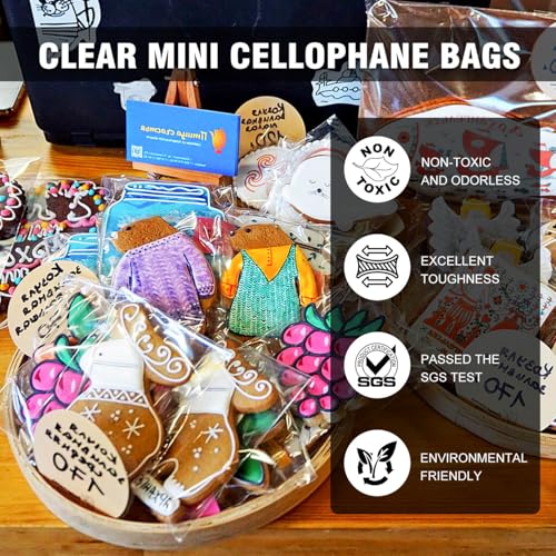 COQOFA 2x3 inch 200Pcs Clear Cellophane Bags Self Adhesive Cookie Candy Bags Resealable Self Sealing Plastic Cello Small Treat Mini Gift Packaging - Image 3