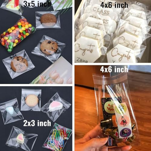 COQOFA 2x3 inch 200Pcs Clear Cellophane Bags Self Adhesive Cookie Candy Bags Resealable Self Sealing Plastic Cello Small Treat Mini Gift Packaging - Image 5