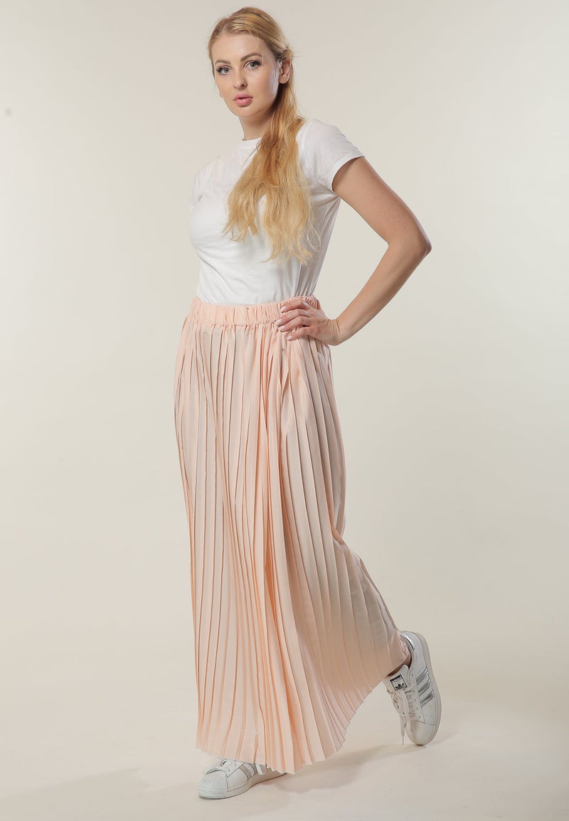 Moistreet Pleated High Waist Maxi Skirt - Image 5