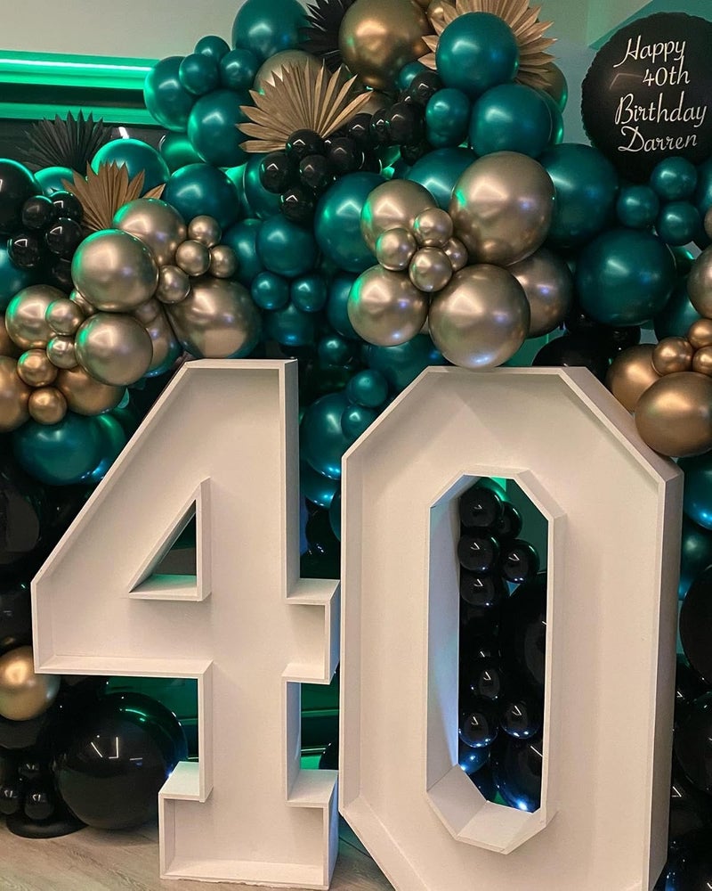 ADOINBY طقم قوس البالونات الأسود باللونين الأخضر والذهبي، 201 قطعة بالونات نجمة الانفجار الغابة الزمردية الداكنة الخضراء المعدنية الذهبية السوداء لتزيين حفلات عيد الميلاد، حفلات استقبال المواليد، حفلات التخرج، حفلات الترويج. - Image 3