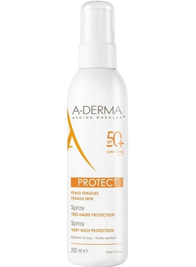 A-DERMA Protect Spray Spf 50+ For Adults | Very High Protection | For Fragile Skin | Water Resistant | 200Ml  - Image 1
