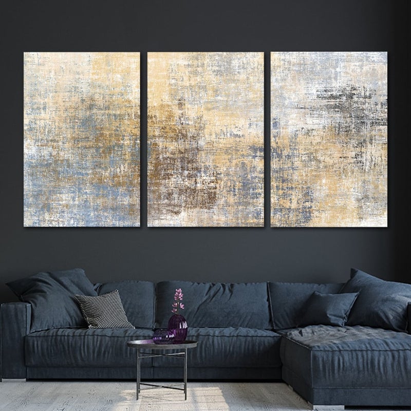 Marktna Three modern abstract canvas paintings with a hollow frame, measuring (120×60), three pieces - Image 1