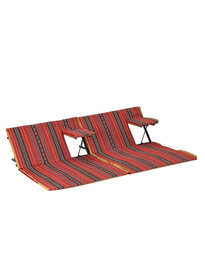 لوازم كرسي أرضي سعودي قابل للطي مع مسند للظهر - 170×120×4 سم - كرسي تراثي بطراز عربي بمسند ظهر قابل للتعديل مناسب للرحلات، التخييم، الجلسات، والنزهات - تصميم رقم 7 - Image 2