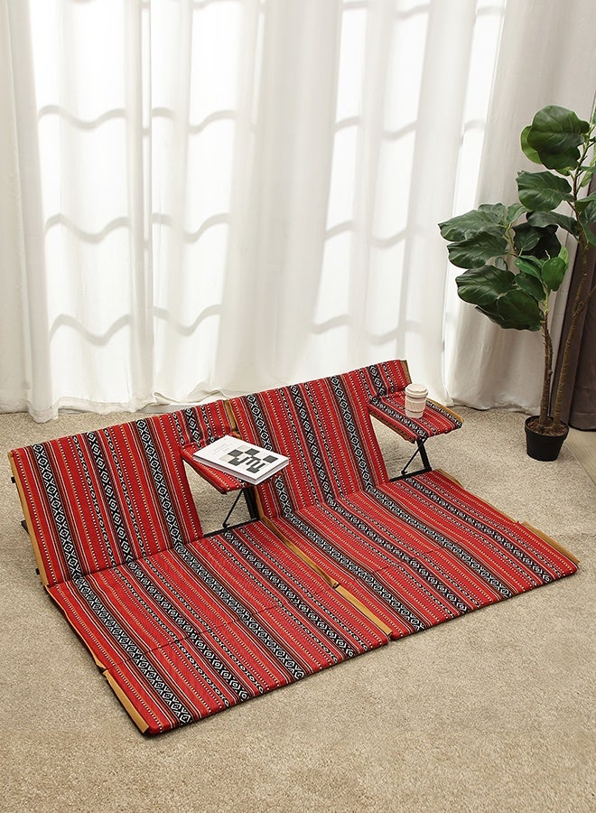 لوازم كرسي أرضي سعودي قابل للطي مع مسند للظهر - 170×120×4 سم - كرسي تراثي بطراز عربي بمسند ظهر قابل للتعديل مناسب للرحلات، التخييم، الجلسات، والنزهات - تصميم رقم 7 - Image 1