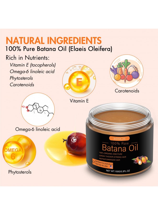 MISICH Raw Batana Oil for Hair Growth, 100% Natural Pure Dr. Sebi Batana Oil from Honduras, Unrefined Organic Batana Oil Hair Growth Oil for Prevent Hair Loss, Enhances Hair Thickness for Men & Women 5.3 oz - Image 4