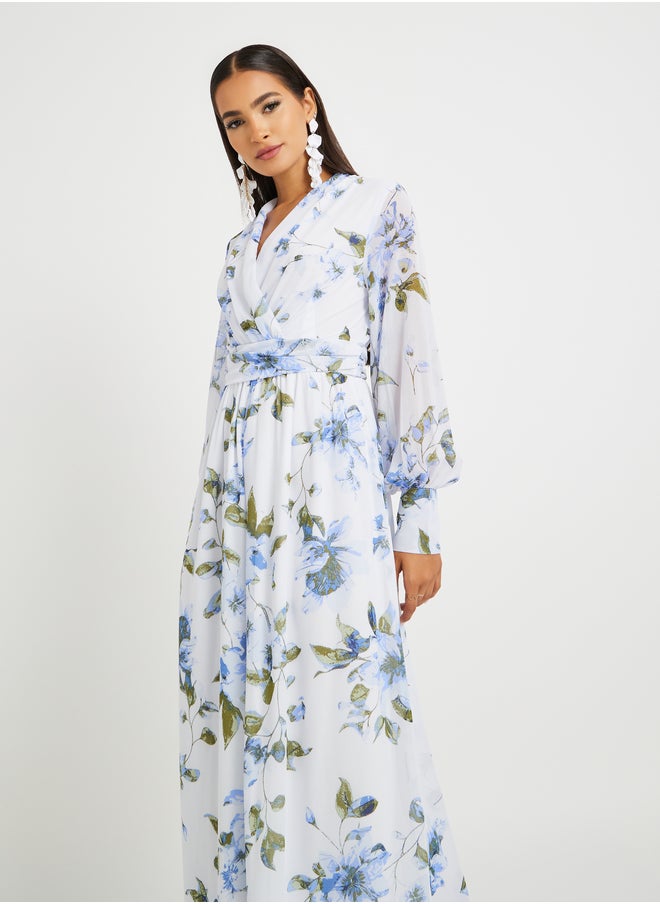 Styli Floral Print V-Neck Wide Leg Jumpsuit  - Image 4