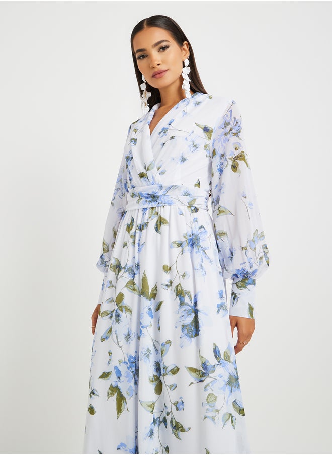 Styli Floral Print V-Neck Wide Leg Jumpsuit  - Image 3