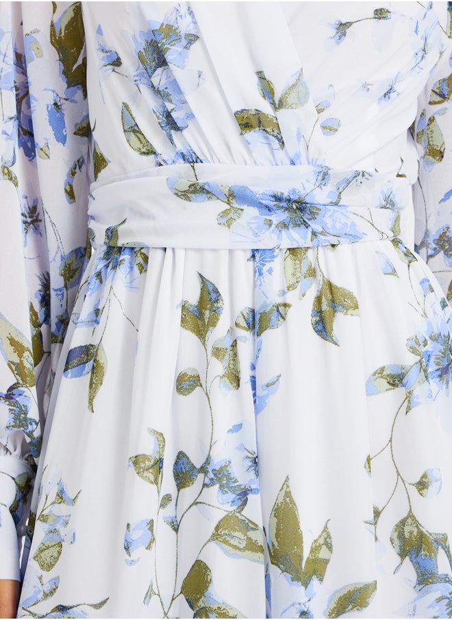 Styli Floral Print V-Neck Wide Leg Jumpsuit  - Image 5