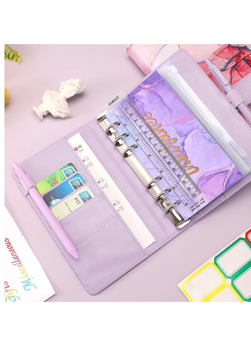 KASTWAVE Budget Binder with Zipper Envelopes, Cash Envelopes for Budgeting, A6 PU Leather Budget Binder Planner with 12 Pcs Clear Zipper Envelopes, 12 Pcs Budget Sheets for Budgeting, Saving Money(Azure) - Image 5