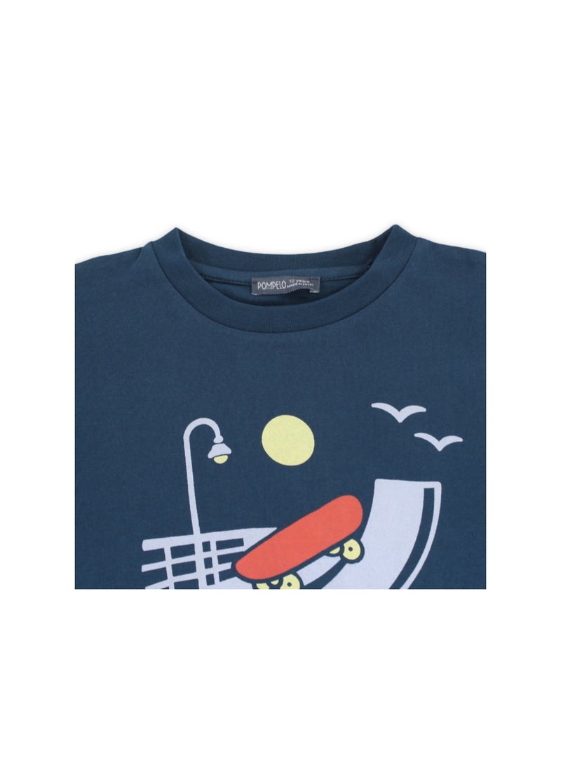 Pompelo Boys Cotton T-Shirt – Petrol Blue - Image 3