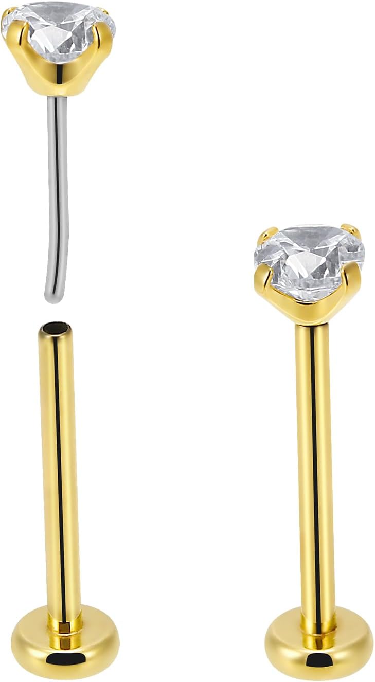 NewkeepsR 20g/18g/16g G23 Titanium Press Fit Threadless Push Pop in Labret Lip Monroe Tragus Earring Stud Piercing - Image 1