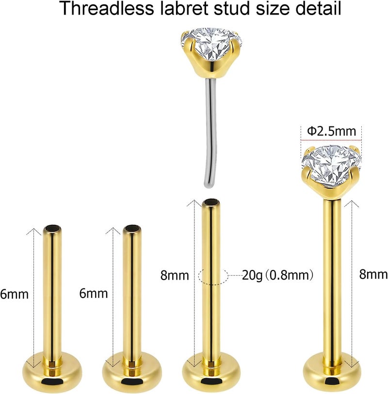 NewkeepsR 20g/18g/16g G23 Titanium Press Fit Threadless Push Pop in Labret Lip Monroe Tragus Earring Stud Piercing - Image 3